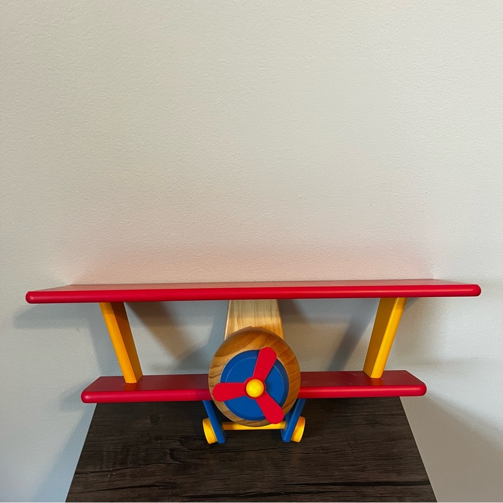 Restore & Restyle Kids Wood Airplane Shelf Primary Colors